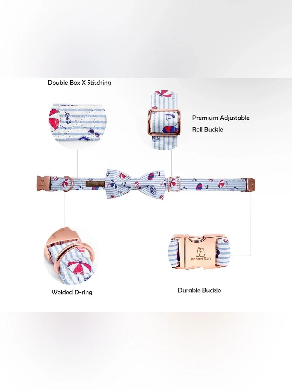 Summer Stripe Boy Dog Bowtie Collar size L